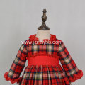 High quality check flannel fabric winter girls dress